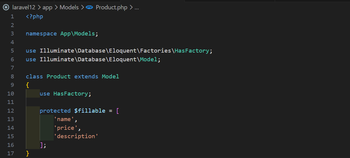 Isi file Product.php